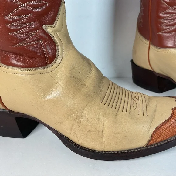 Vintage Tony Lama Urban Cowboy Boots | Teju Lizard Wingtip | Gold Label | 10 D - Picture 16 of 16
